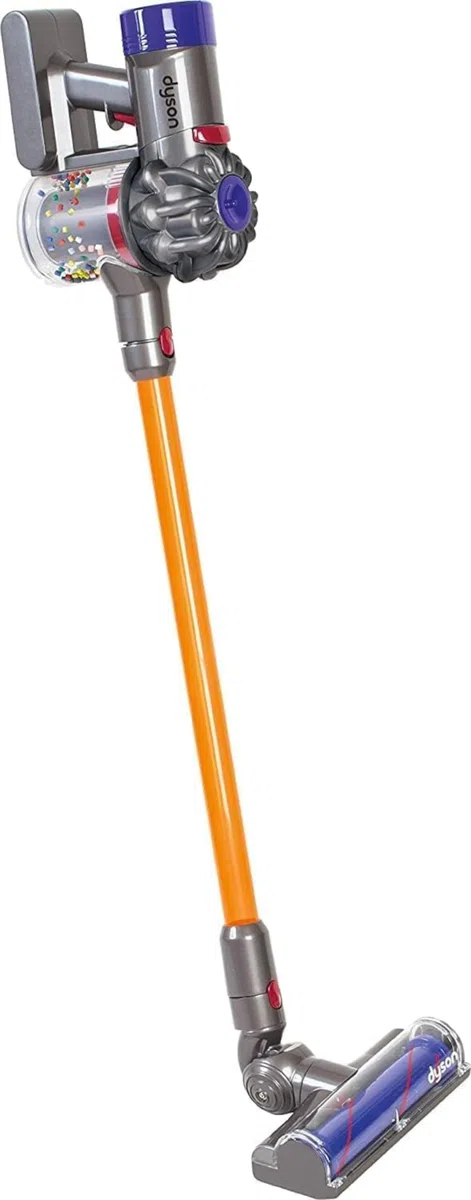 Casdon Dyson kabelloser Staubsauger | Interaktiver & offiziell lizenzierter Dyson Spielzeugstaubsauger für Kinder ab 3 Jahren | Realistischer Rollenspielspaß!, Gelb