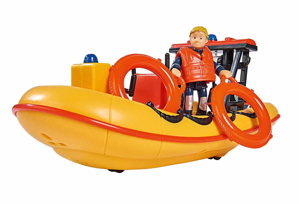 Simba 109251047 - Feuerwehrmann Sam Neptune Boot & 109251092 - Feuerwehrmann Sam Polizei Motorrad, mit Malcolm Figur, mit Zubehör, Staffel 12, ab 3 Jahren