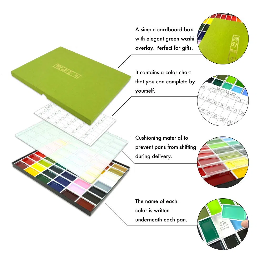 Kuretake MC20/24V Aquarellfarbenset, Wasserfarbe, diverse farben, 2 x 22,1 x 19,6 cm