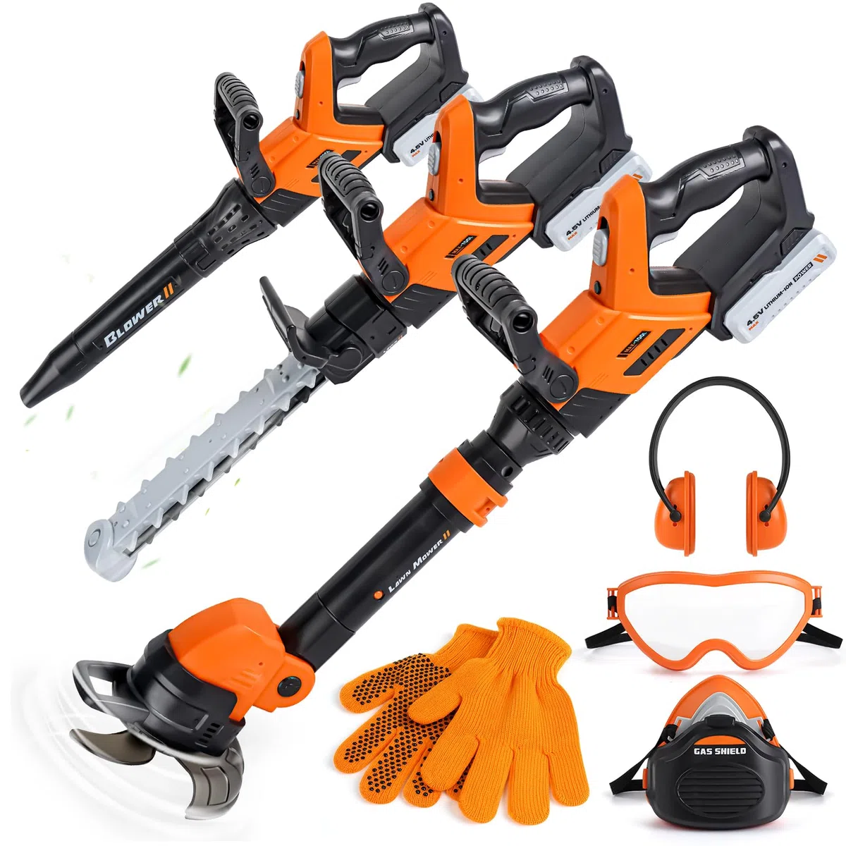 Rasenmäher Kinder, Laubbläser Kinder & Kettensäge Kinder - Kinder Gartengeräte ab 3 Jahre, Garten Outdoor Spielzeug, Vorspiel-Spielzeug für Innen- & Außengebäude für Jungen Mädchen, Kids Tool Set