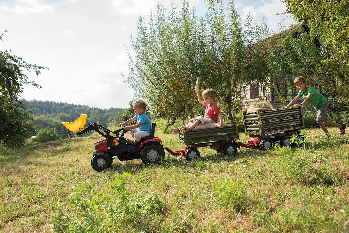 Rolly Toys 125005 - rollyMulti Trailer für Trettraktoren (für Kinder von 3-10 Jahre, Dreiseitenkipper)