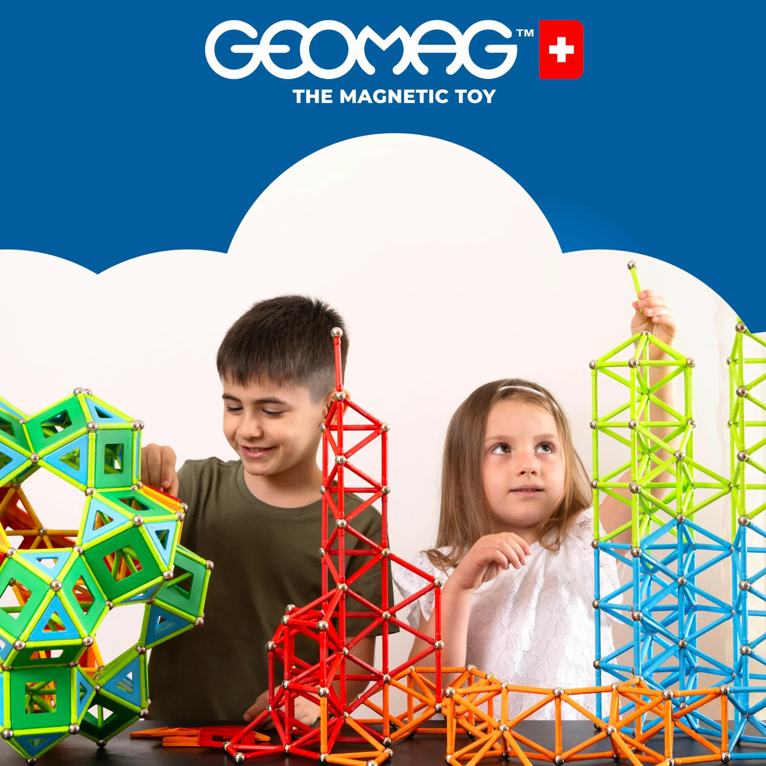 Geomag Classic Color 91 Stück Magnetisches Spielzeug für Kinder, Geschenk für Jungen und Mädchen im Alter von 5 6 7 8 9 10 11 12 13 Jahren, magnetische Konstruktionen, Kinderspielzeug