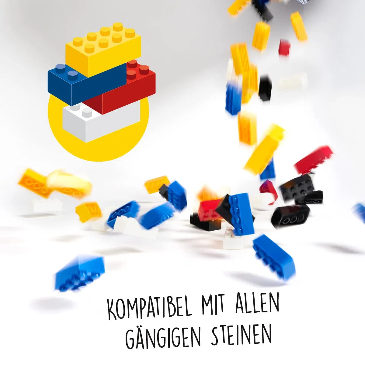 Simba Blox 500 graue Bausteine - 8er Steine kompatibel mit Anderen Herstellern - Baustein Set für Kinder ab 3 Jahren - im Karton - hochwertige Spielsteine kindgerecht