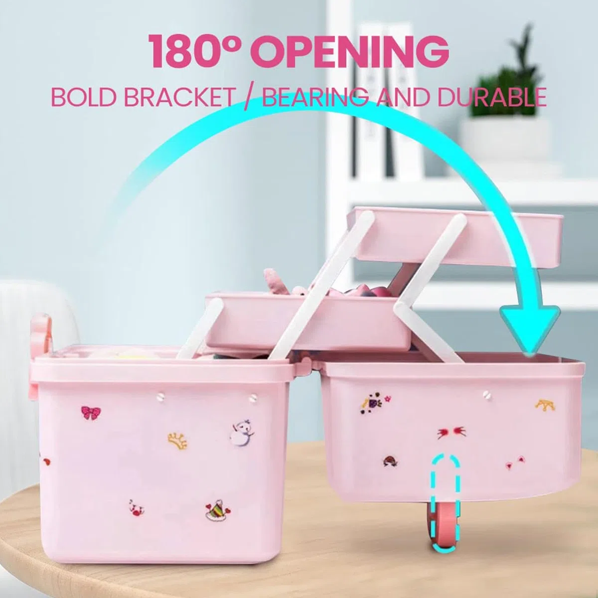 Schmuckkästchen für Mädchen – 3-lagige Haarspange Gummiband-Etui, Geburtstagsgeschenk für kleine Mädchen, Schmuckkästchen mit 6 Aufklebern und 1 Packung Haargummis – Alter 3-15, 29 x 16 x 16
