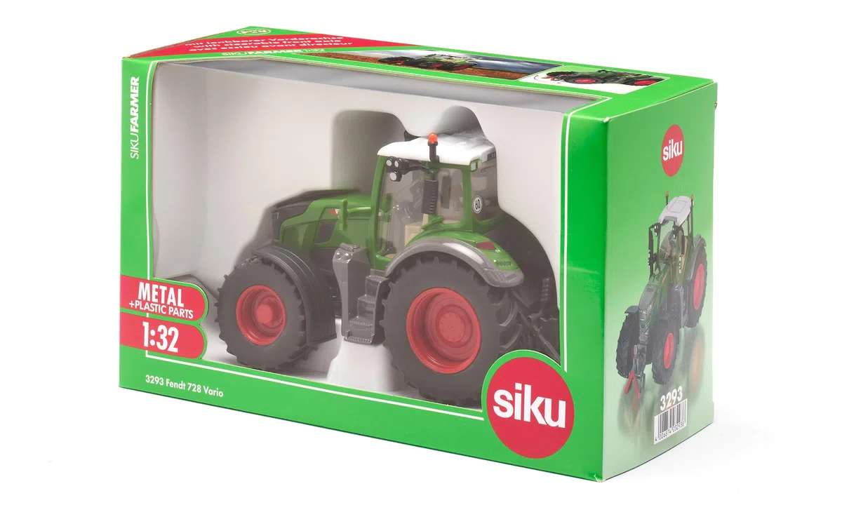 Siku 3293, Fendt 728 Vario, Spielzeug-Traktor, 1:32, Metall/Kunststoff, Grün, Abnehmbare Kabine, Gummierte Reifen