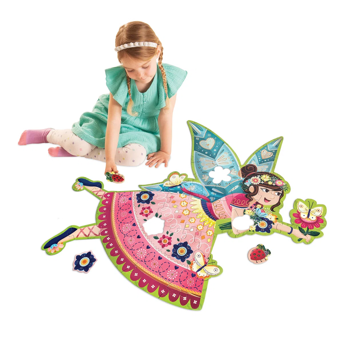 Peaceable Kingdom Shimmer & Glitter Fairy Floor Puzzle – 50-teiliges riesiges Bodenpuzzle für Kinder ab 5 Jahren – lustige Puzzleteile – ideal für Klassenzimmer