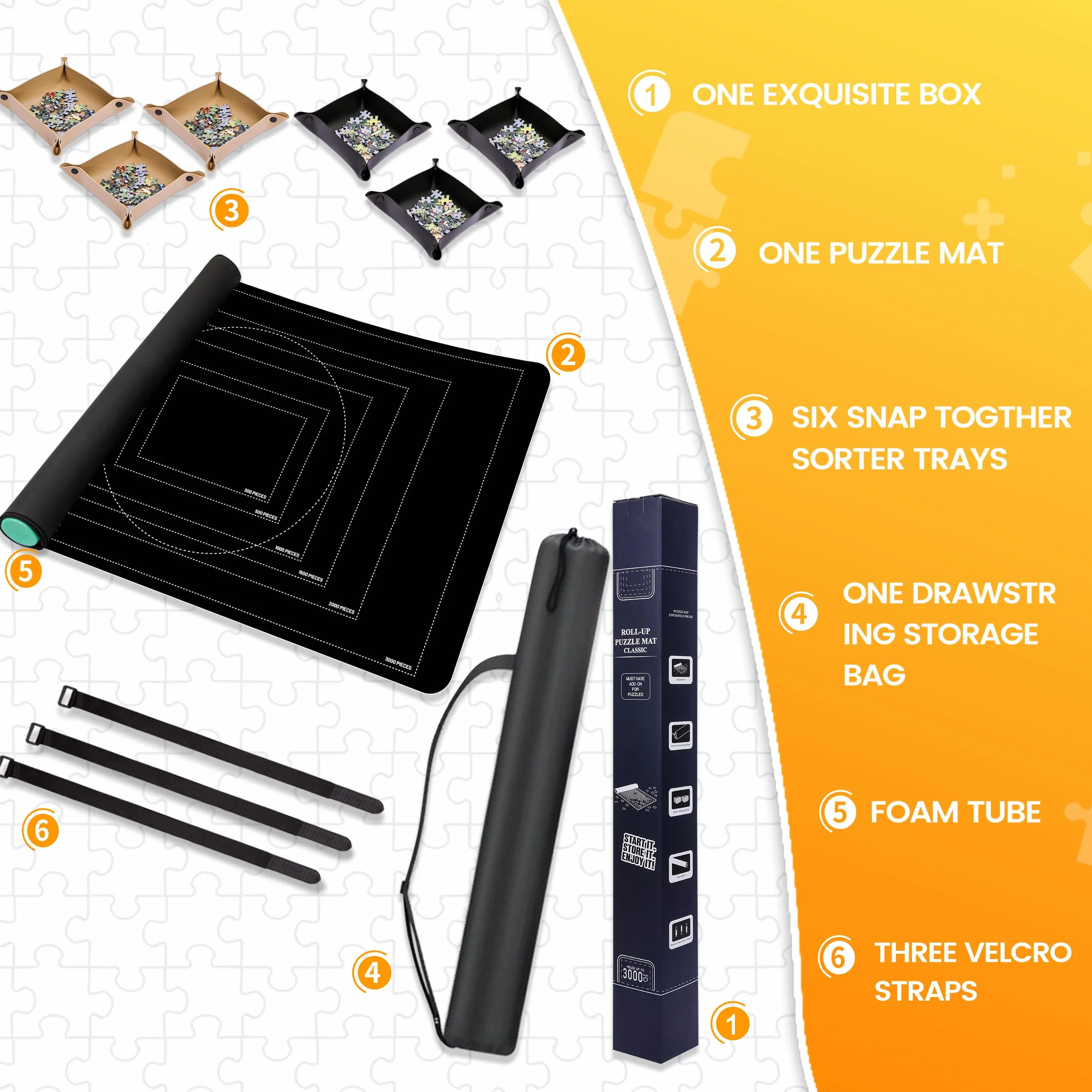 Puzzlematte 3000 2000 1500 1000 Teile, Puzzle Matte Roll, Puzzleunterlage Puzzlemappe Puzzlerolle Mat Storage Accessories für Erwachsene