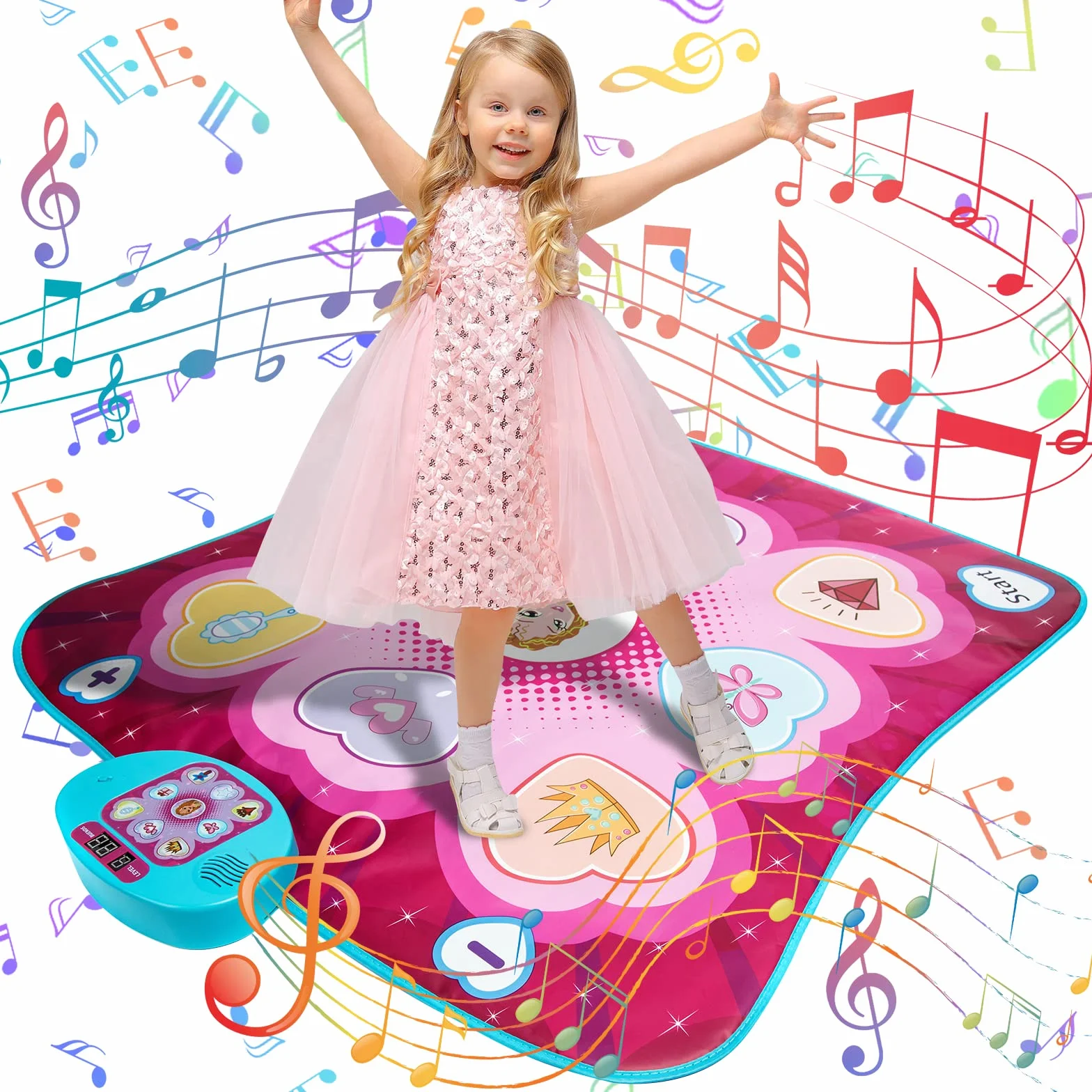 Tanzmatte Kinder Spielzeug Geschenke für Mädchen Jungen Alter 3 4 5 6 7 8 Jahre Musikmatte Herausforderung Modi LED Integrierter Musik Weihnachten Geburtstag Kinderspielzeug