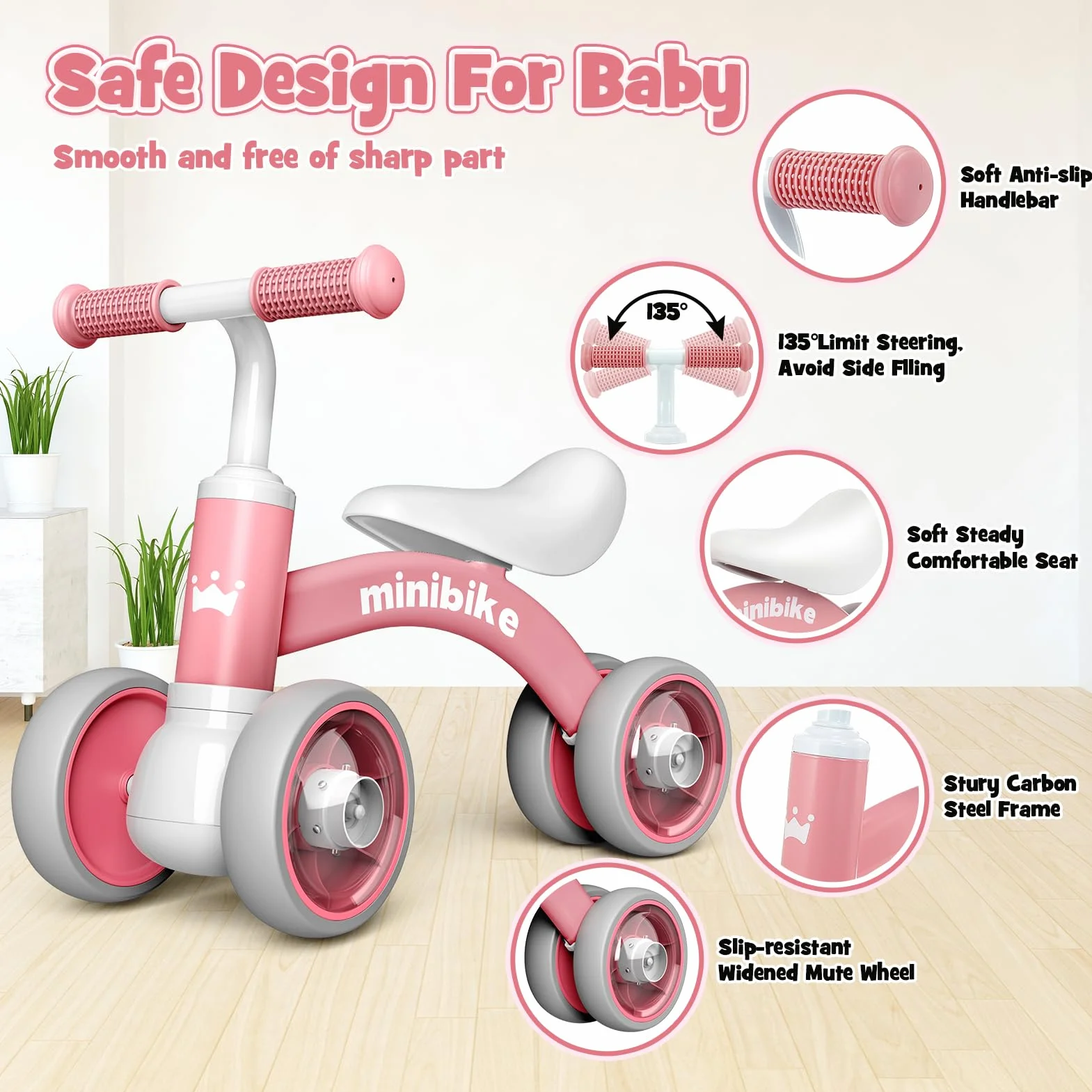 HappyGoLucky Spielzeug ab 1 2 Jahr, Baby Lauflernrad 10-24 Monate mit Vierrädriger Leuchtender Kinderspielzeug Geschenke für Jungen Mädchen Ostergeschenke Kinder