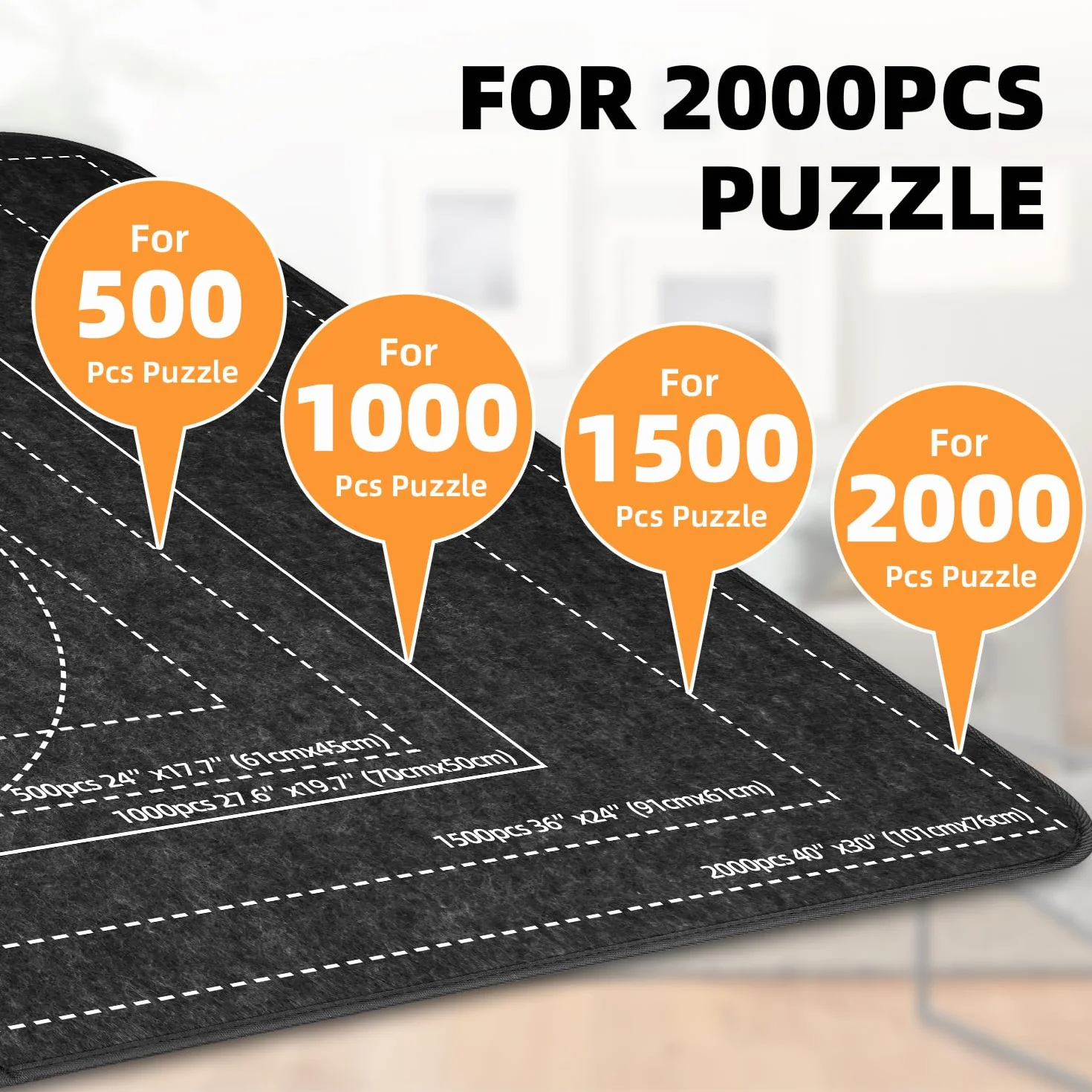 MOZOOSON Faltbares Puzzlebrett, Puzzlematte 2000 Teile mit Abdeckung, Puzzle-Aufbewahrung 41.3x31.5in Jigsaw Puzzle Zubehör für Verschieben und Speichern (8 Sorting Trays & 1 Cover), Schwarz-1