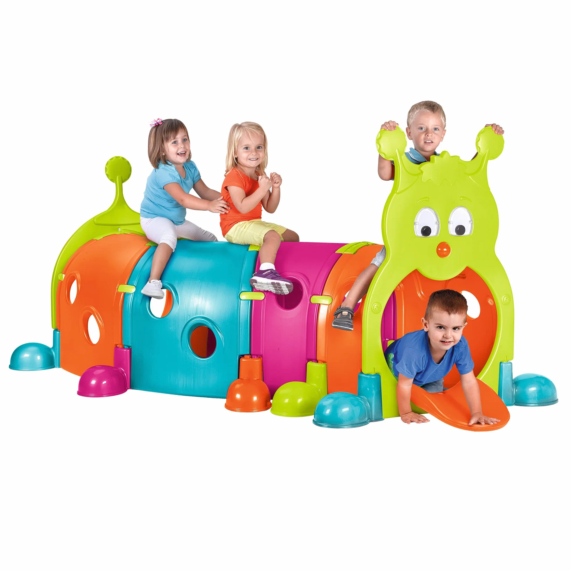 FEBER - Febergus, Kinder-Sporttunnel, Indoor und Garten, mit 4 erweiterbaren bunten Modulen, Outdoor-Spielzeug für Jungen und Mädchen +3 Jahre, Famosa (FEU12000)