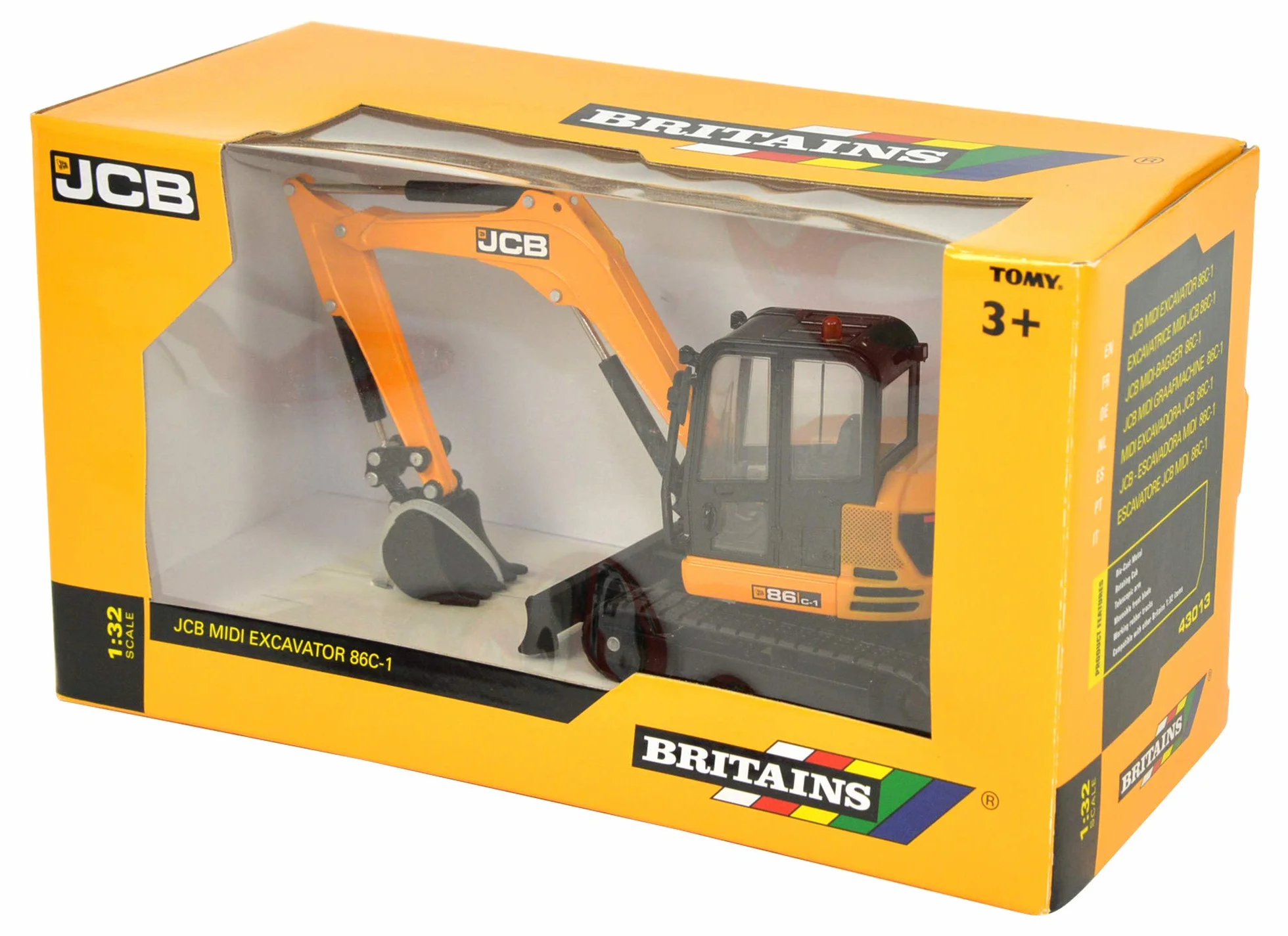 Britains Tomy 43013 Midi Kettenbagger 86C-1, Schiebe Spielzeug aus hochwertigem Material im Maßstab 1:32, interaktives Push Toys Spielzeug ab 3 Jahren, für Fans von originalgetreuen Nachbildungen