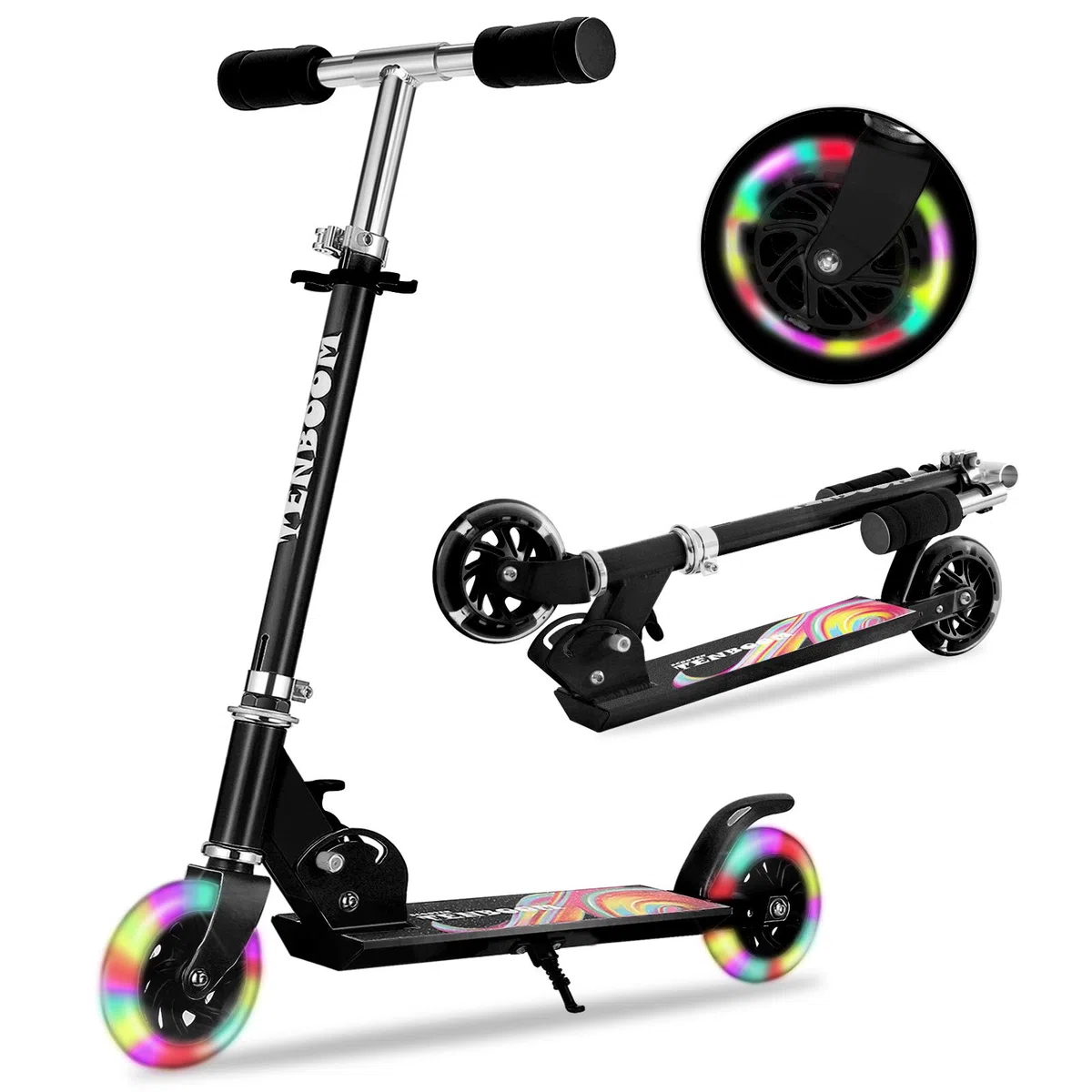 TENBOOM Roller Kinder ab 3 Jahre, 2 Räder Klappbar Scooter,3 Höhenverstellbare Kinderroller,Led-räder Kinderscooter für Mädchen Jungen