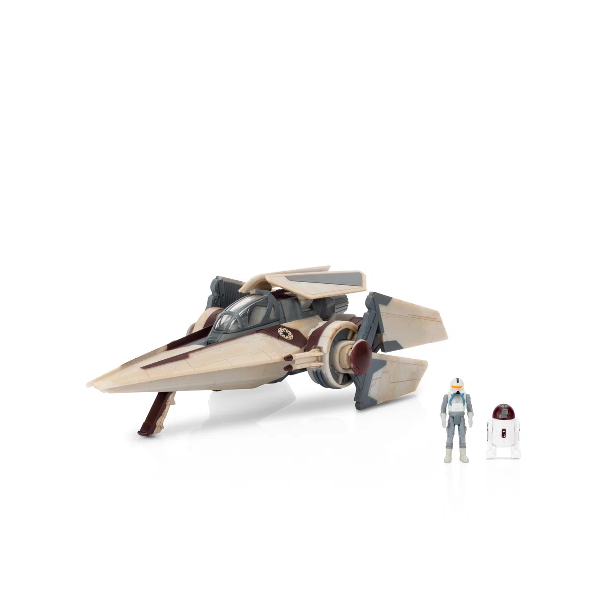 Jazwares Star Wars Micro Galaxy Squadron V-Wing Starfighter (Armada Edition) – 7,6 cm Fahrzeug mit Kühlerflügeln Plus Zwei 2,5 cm Mikro-Figuren-Zubehör