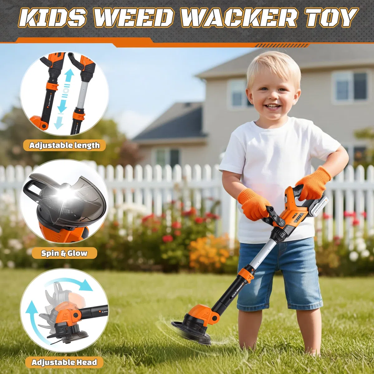 Rasenmäher Kinder, Laubbläser Kinder & Kettensäge Kinder - Kinder Gartengeräte ab 3 Jahre, Garten Outdoor Spielzeug, Vorspiel-Spielzeug für Innen- & Außengebäude für Jungen Mädchen, Kids Tool Set