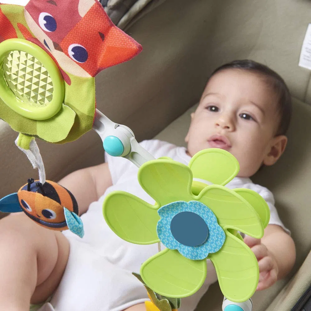 Tiny Love Sunny Stroll Spielbogen mit interaktivem Rasselspielzeug, nutzbar ab 0 M +, mit flexiblen Universal Clips passend für die meisten Kinderwagen, Meadow Days