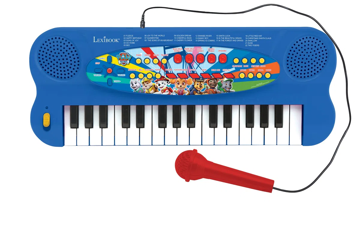 Lexibook, Paw Patrol, Elektronisches Keyboard mit Mikrofon, 32-Tasten-Klavier, Mikrofon zum Singen, 22 Demo-Songs, batteriebetrieben, blau/rot, K703PA