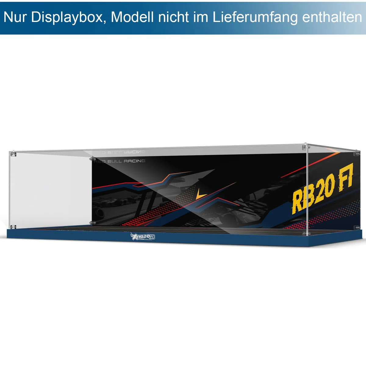 cooldac Acryl-Vitrine kompatibel mit Lego 42206 Oracle Red Bull Racing RB20 F1 Rennauto(Nur Box, Kein Modell), Staubdichtes Transparentes HD Backdrop Display Case für Lego Technic 42206 F1 Rennauto