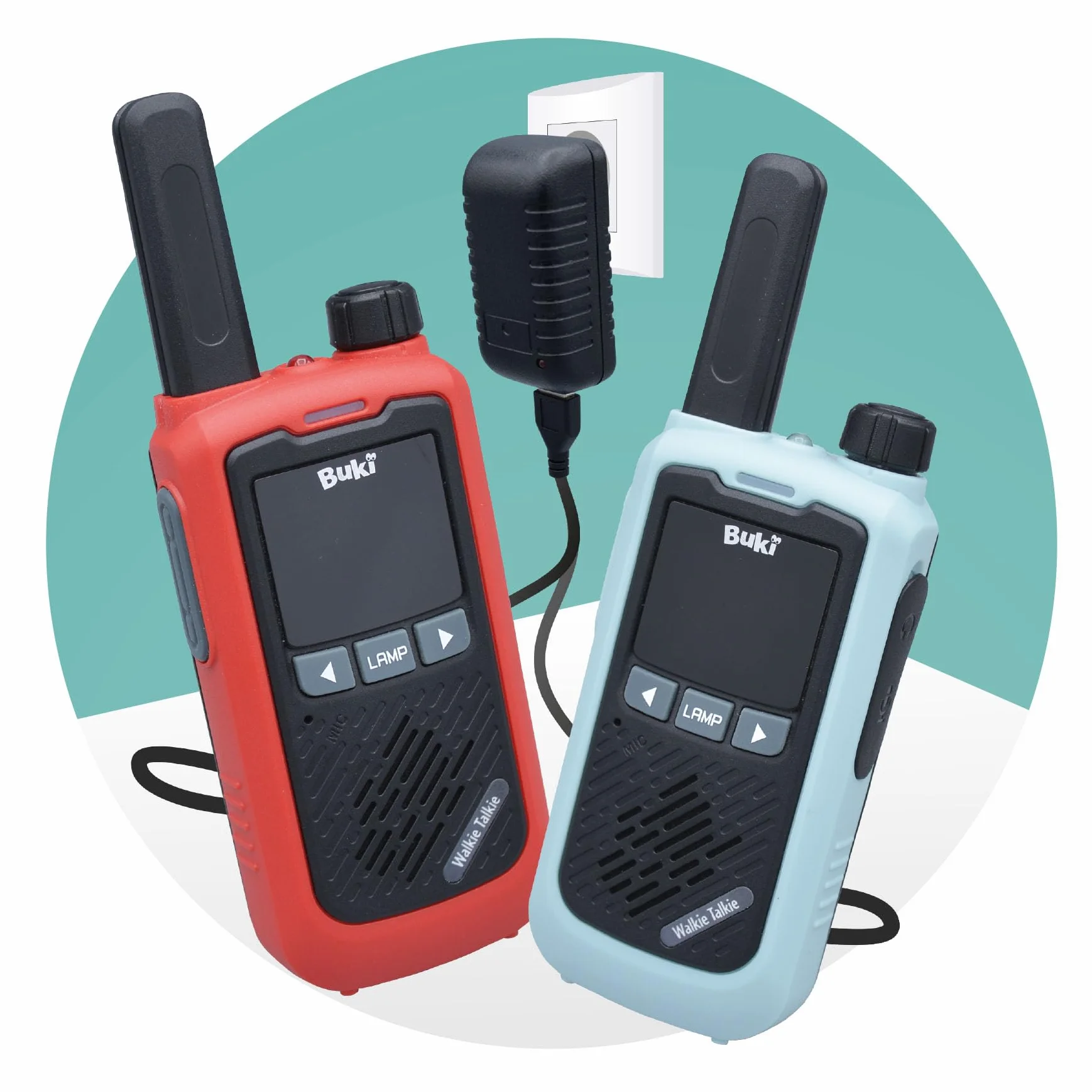 BUKI TW05 - Walkie-Talkies mit wiederaufladbarer Lithium-Batterie – 5 km Reichweite, 16 Kanäle, schwarz