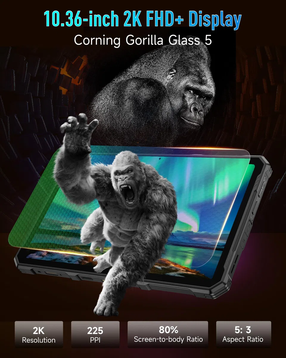 Ulefone Armor Pad 4 Ultra 5G Outdoor Tablet 10080mAh, Android 14 Wasserdicht IP68K, 16GB+256GB/SD-2TB Robustes 2K FHD+ 10.36 Zoll, 50MP+32MP Kamera, 1100 LED-Licht, uSmart Erweiterung/Dual SIM/OTG/NFC
