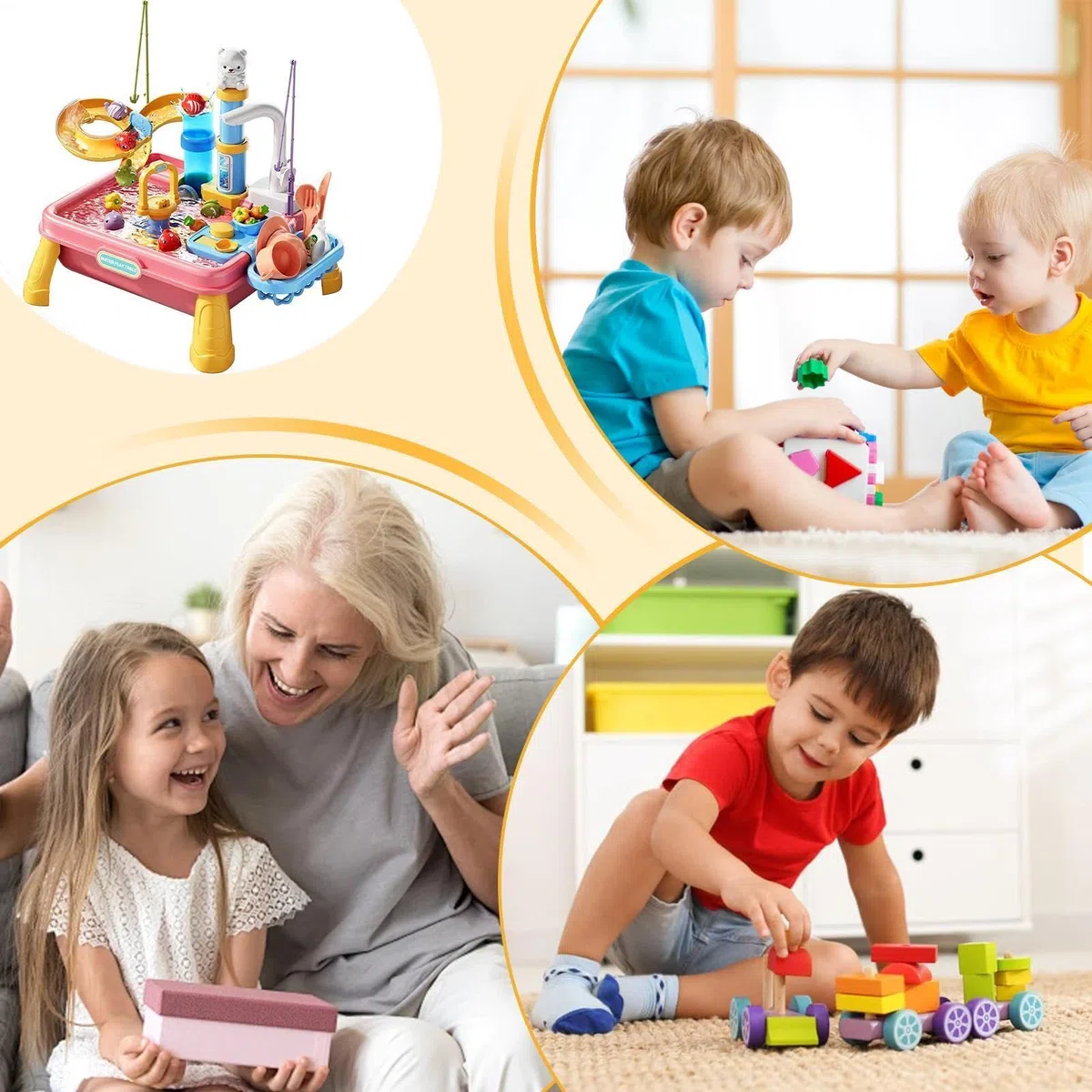 Generisch Sand Und Wasserspieltisch,Sand- Und Wasserspieltisch Mit Pumpe, Unterhaltsames Sensorik-Aktivitätsspiel, Robuste Konstruktion Für Garten, Park, Terrasse, Kindergarten Klassenzimmer