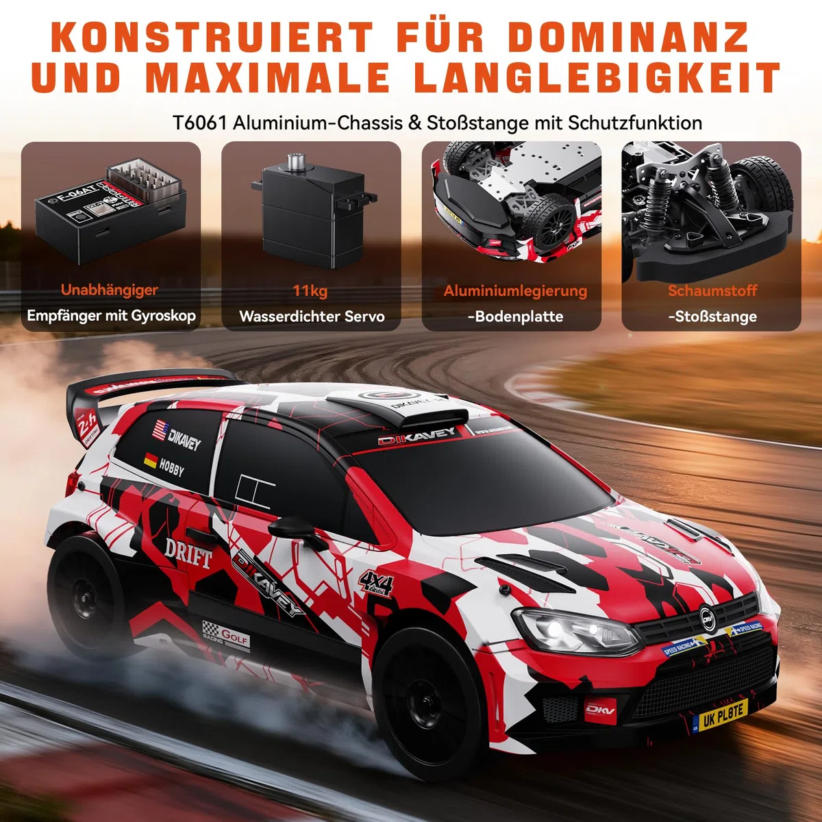 1/12 Schnelle RC-Autos für Erwachsene, Max 50 MPH Brushless Drift Car mit Gyro, 4WD RTR High Speed Rally, mit 3S 2200 mAh Drifting RC-Fernbedienungsauto für Erwachsene