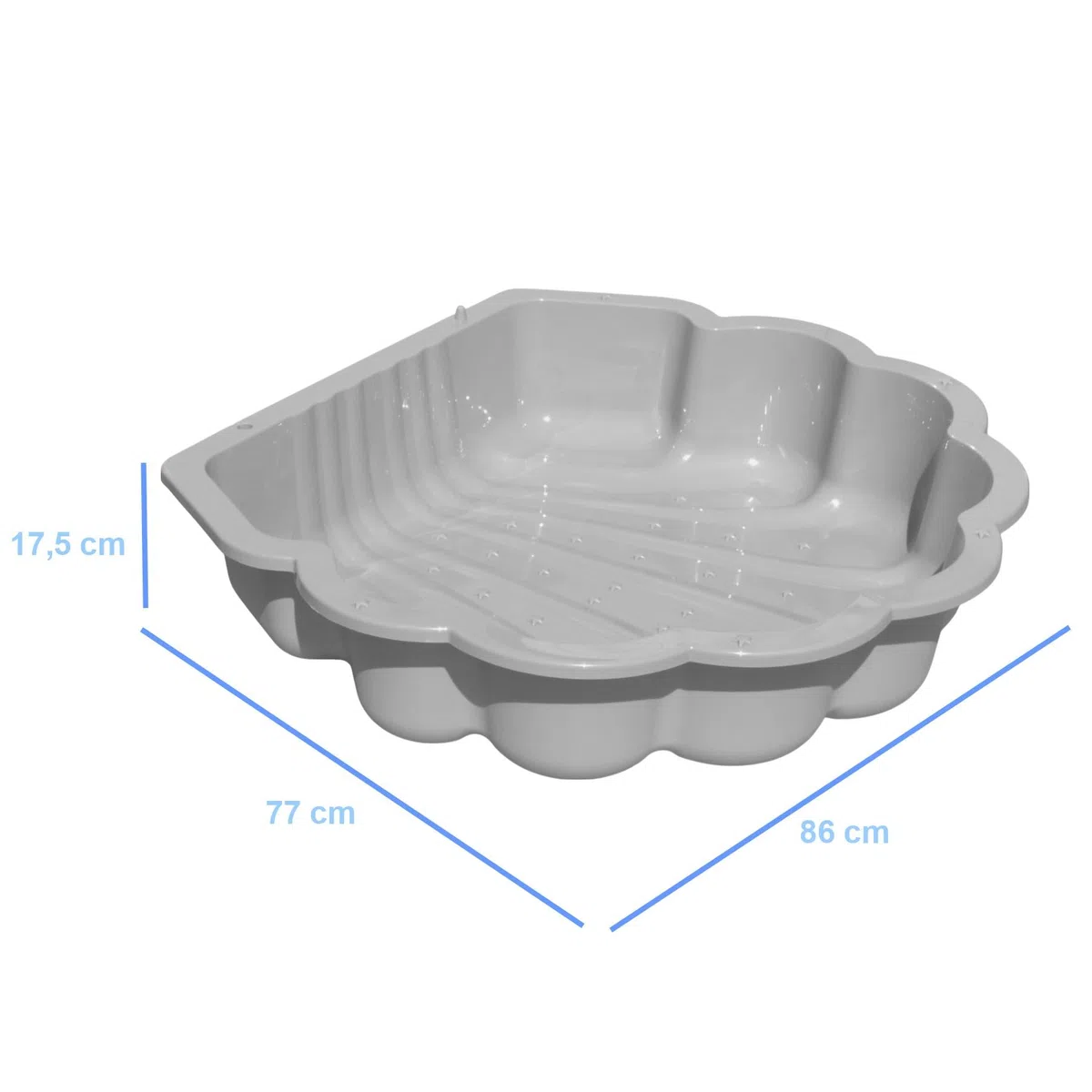 Sand- und Wassermuschel 2-teilig Grau mit Sterne-Prägung – Sandkasten & Wasserspielbecken für Kinder 1–6 Jahre – Muschel mit Abdeckung für Garten, Terrasse & Outdoor – 86 x 77 x 17,5 cm