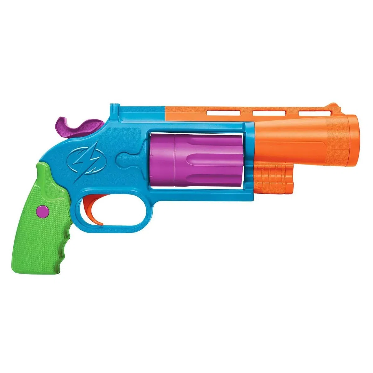 BuzzBee Air Warriors Thundershot Dart-Blaster - Einhändiger Revolver mit 8er Trommel - 10 Long-Distance Darts - Hammer Action Mechanismus