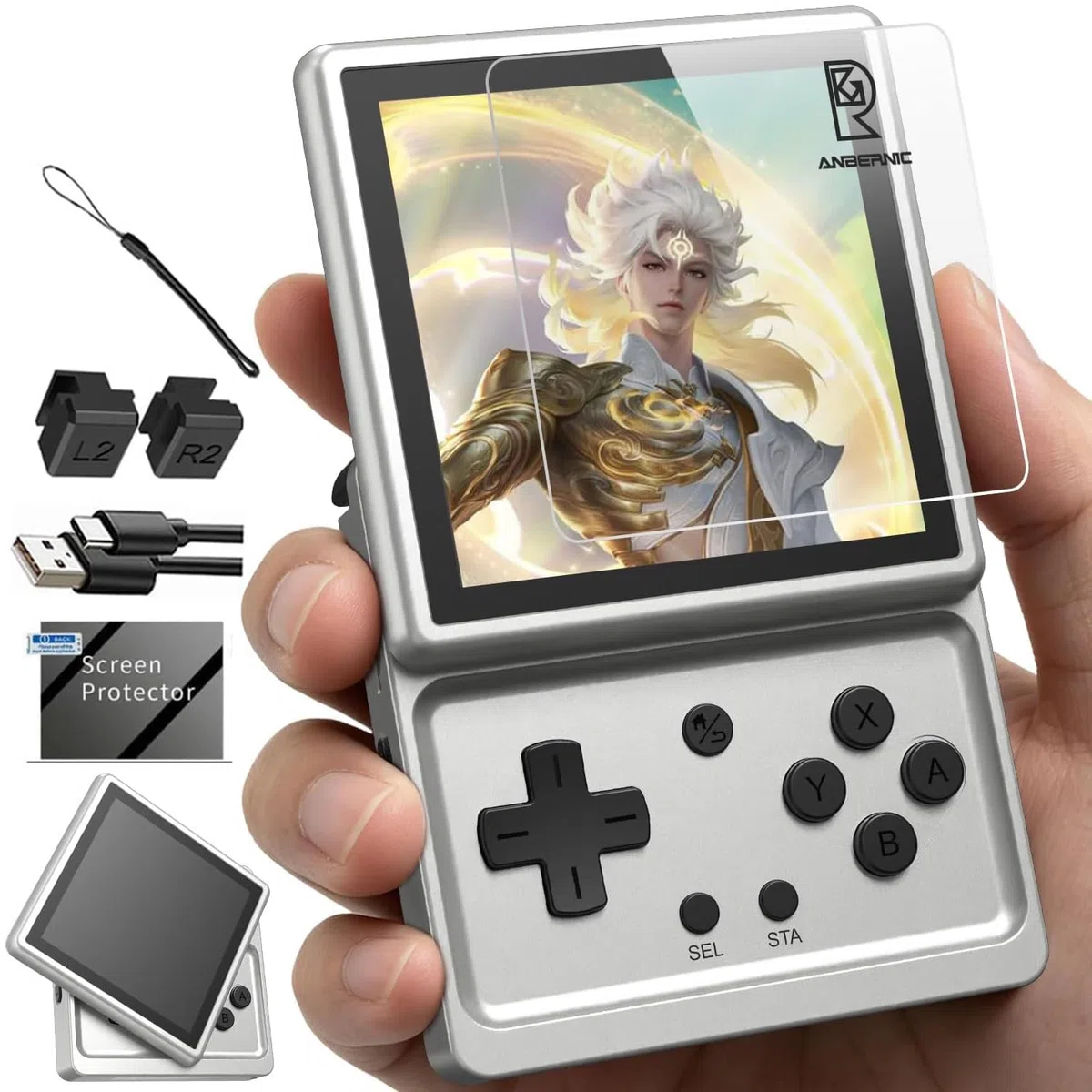RG Rotate Retro Handheld Game Console, 3,5-Zoll-Schwenkdisplay Android-Portabel Player, Unisoc T618-Chip 3 GB + 32 GB, 2000 mAh-Batterie, Aluminiumlegierung Gehäuse