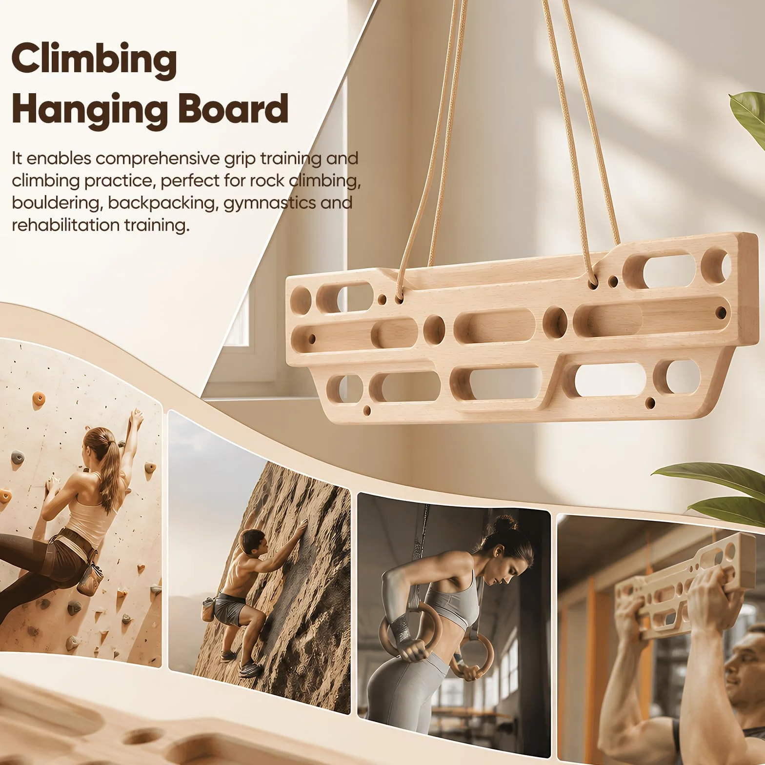 Hangboard Türrahmen,Kletterbrett aus Holz mit Schrauben,Fingerboard Klettern und Bouldern,inklusive Klettergriffe,Fingertraining & Trainingsgerät für Anfänger und Fortgeschrittene