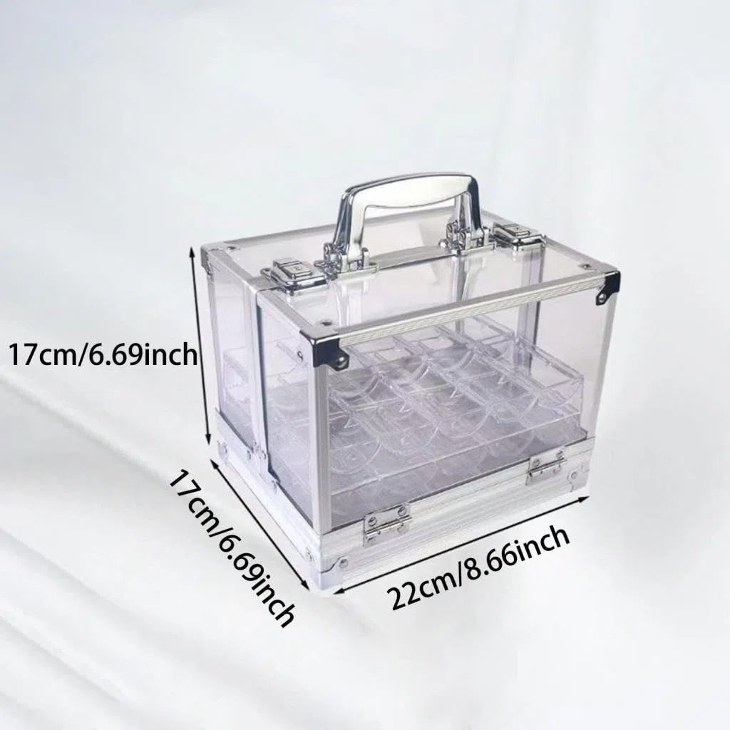 Fenteer Acryl -Chip -Hülle -Chiphalter staubdes Sportspielzubehör Clear Multifunktional 600 Chips Kapazitätsbehälter Organizer