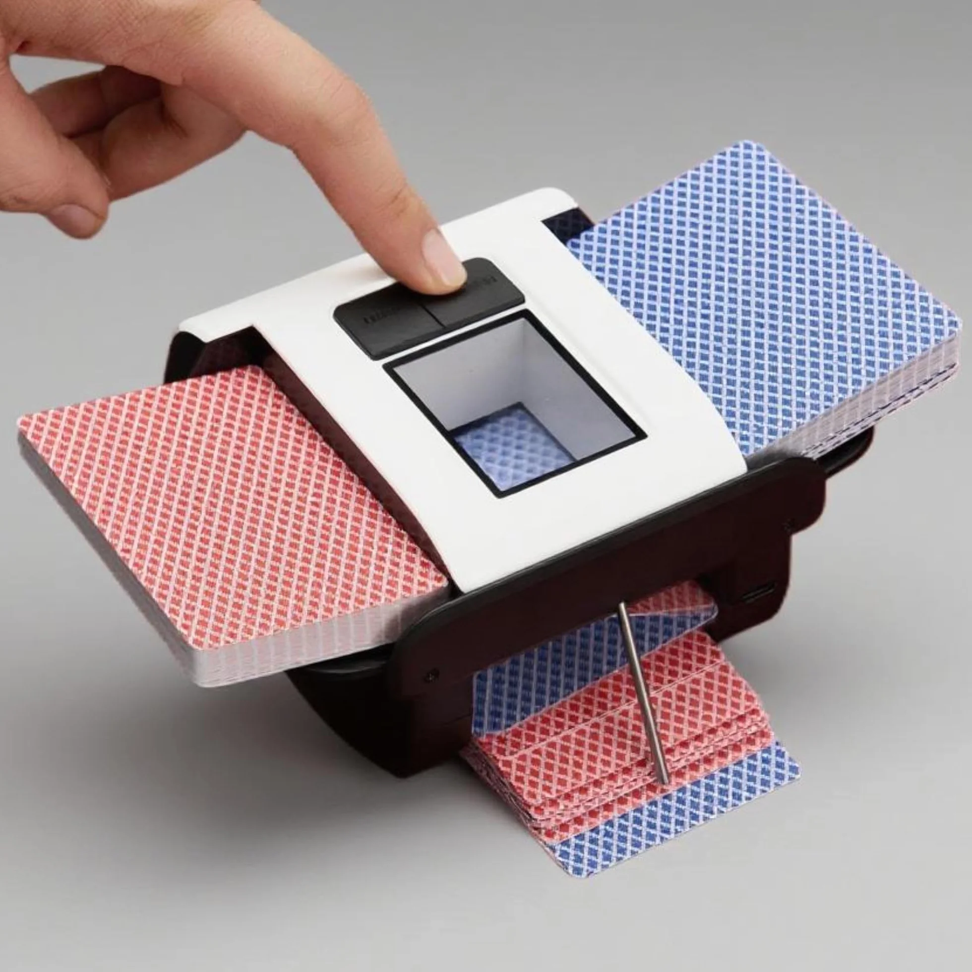 Kartenmischmaschine Elektrische mit 2000mAh Akku, Automatischer Kartenmischer Leise & Tragbar, 2-Deck-Kartenmischer Elektrisch