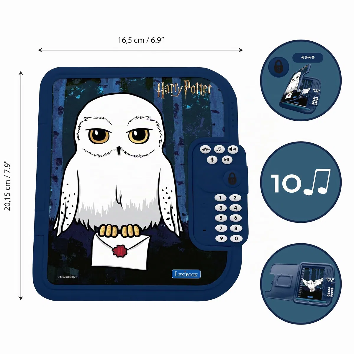 Lexibook, Harry Potter, Hedwig, elektronisches Tagebuch mit Stift und Notizbuch inklusive, interaktiv, Passwort, lustige Funktionen, Soundeffekte, schwarz/weiß, SD50HP1