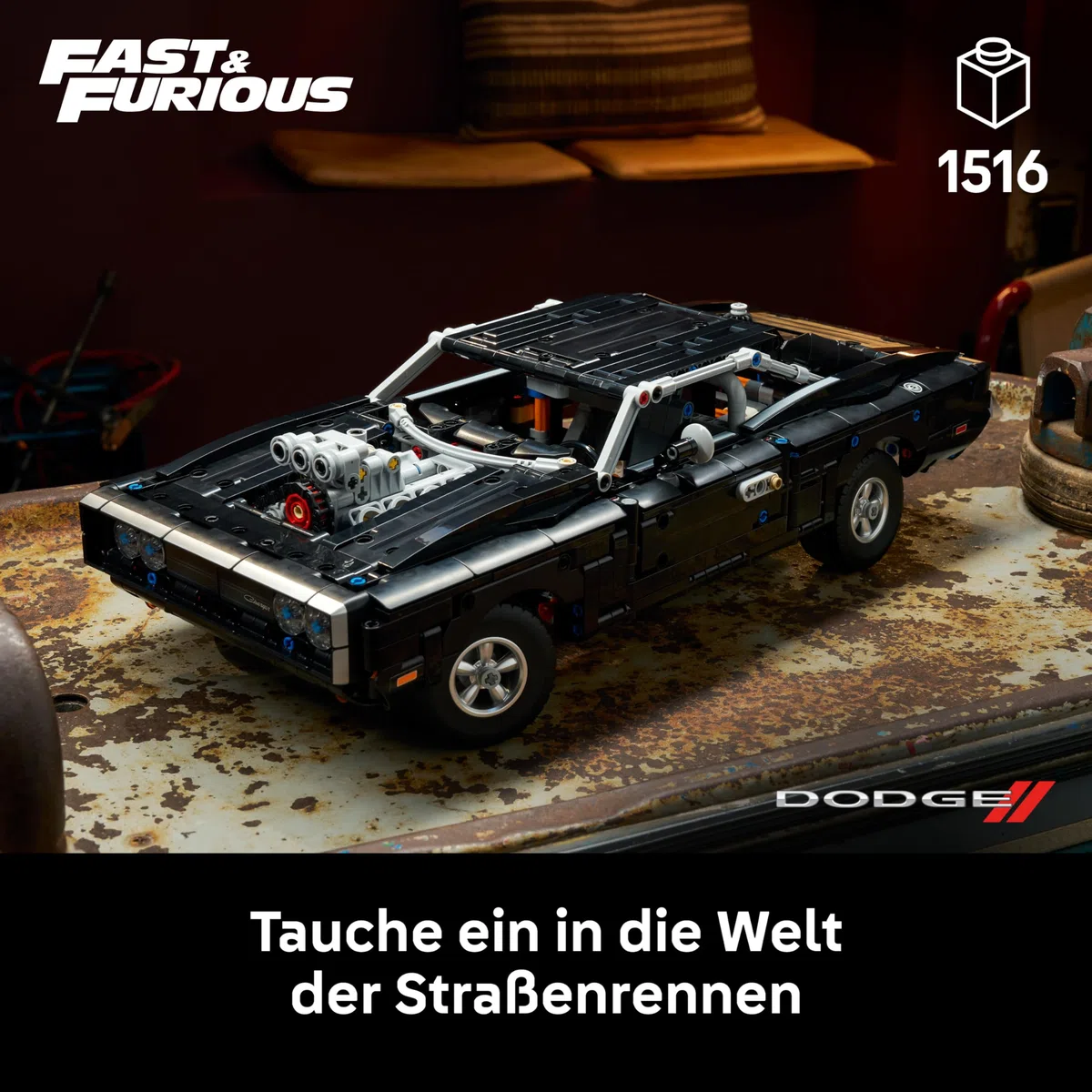 LEGO Technic Fast and Furious Dodge Charger R/T Auto - Modellbau Auto für Erwachsene - Sammlerset mit V8 Motor und Federung - Nostalgisches Geschenk für Filmfans - 42231