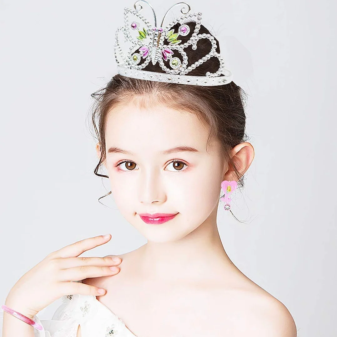 deAO Princess Schuh Spielzeug- und Schmuckboutique mit 4 Paar Schuhen, Armbändern, Halskette, Tasche, Ohrringen und Krone Mädchen-Tiara inklusive Kinder Schminkset Prinzessin Schuhe Mädchen