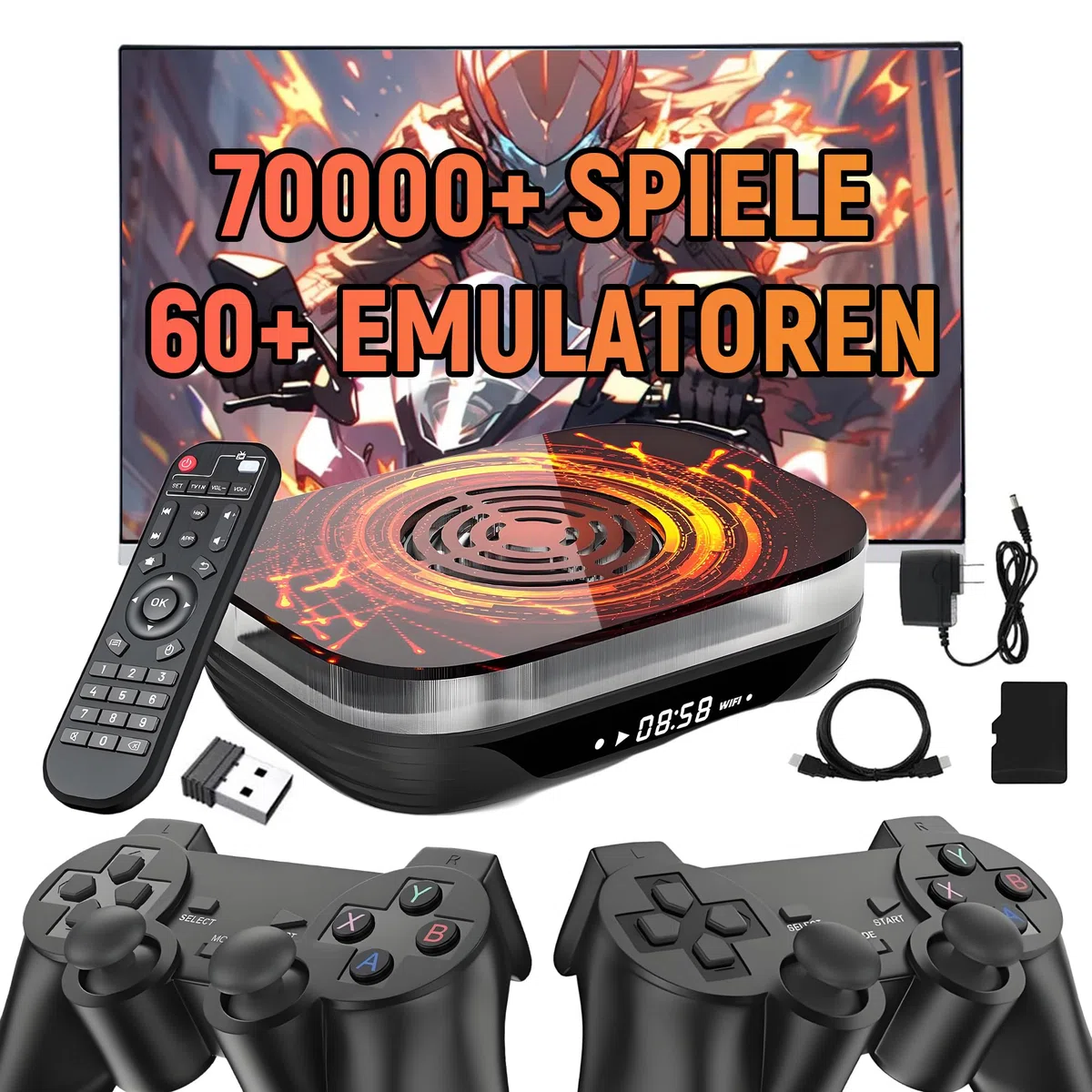 Super Console X4 PLUS Retro Konsole 256G,70000+ Spiele 60+ Emulatoren Retro Spielkonsole,EmuELEC/Android/CoreELEC System Game Box,2,4G/5G WiFi & BT4.0,4K Game Stick mit Drahtlose Controller