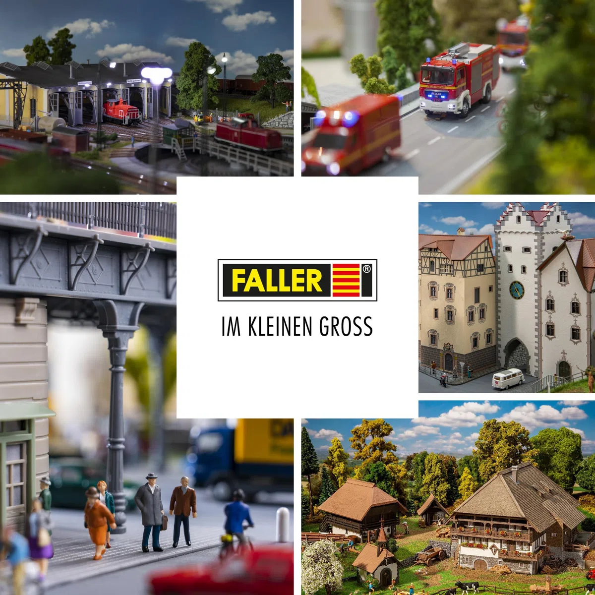 FALLER Güterbahnhof Modellbausatz mit 98 Einzelteilen 209 x 82 x 90 mm I Modelleisenbahn Zubehör H0 Gebäude I Modelleisenbahn H0 Lagerschuppen