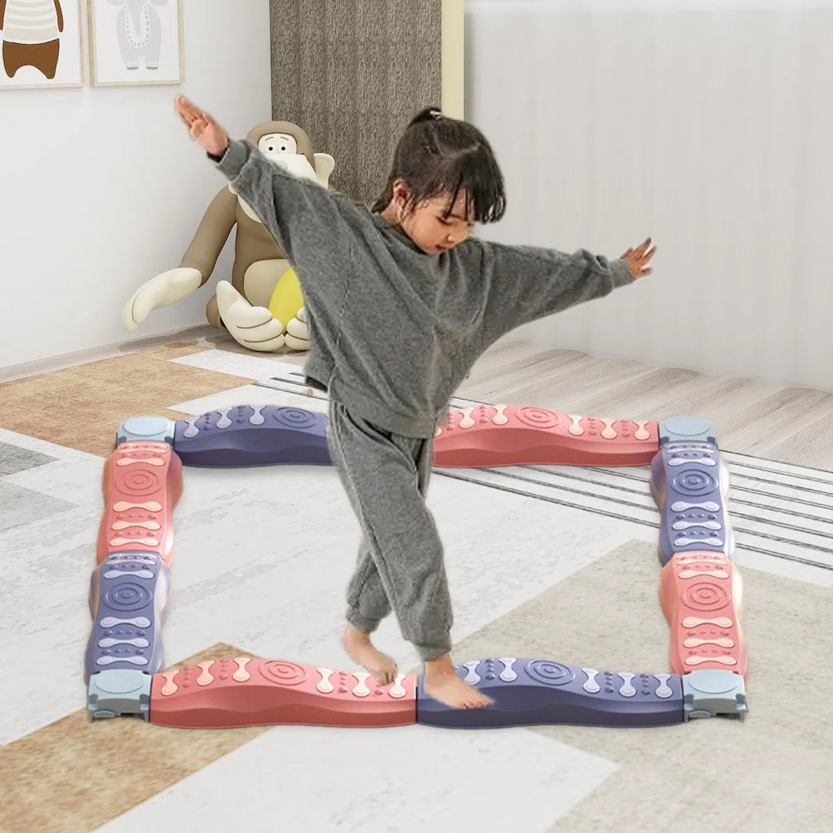 8 Stück Balanciersteine Kinder Gleichgewichtsbalken Stepping Stones Hindernis Parcours Koordinationstraining Lernspielzeug Aus Stabilem PP für Aktive, 8pcs B