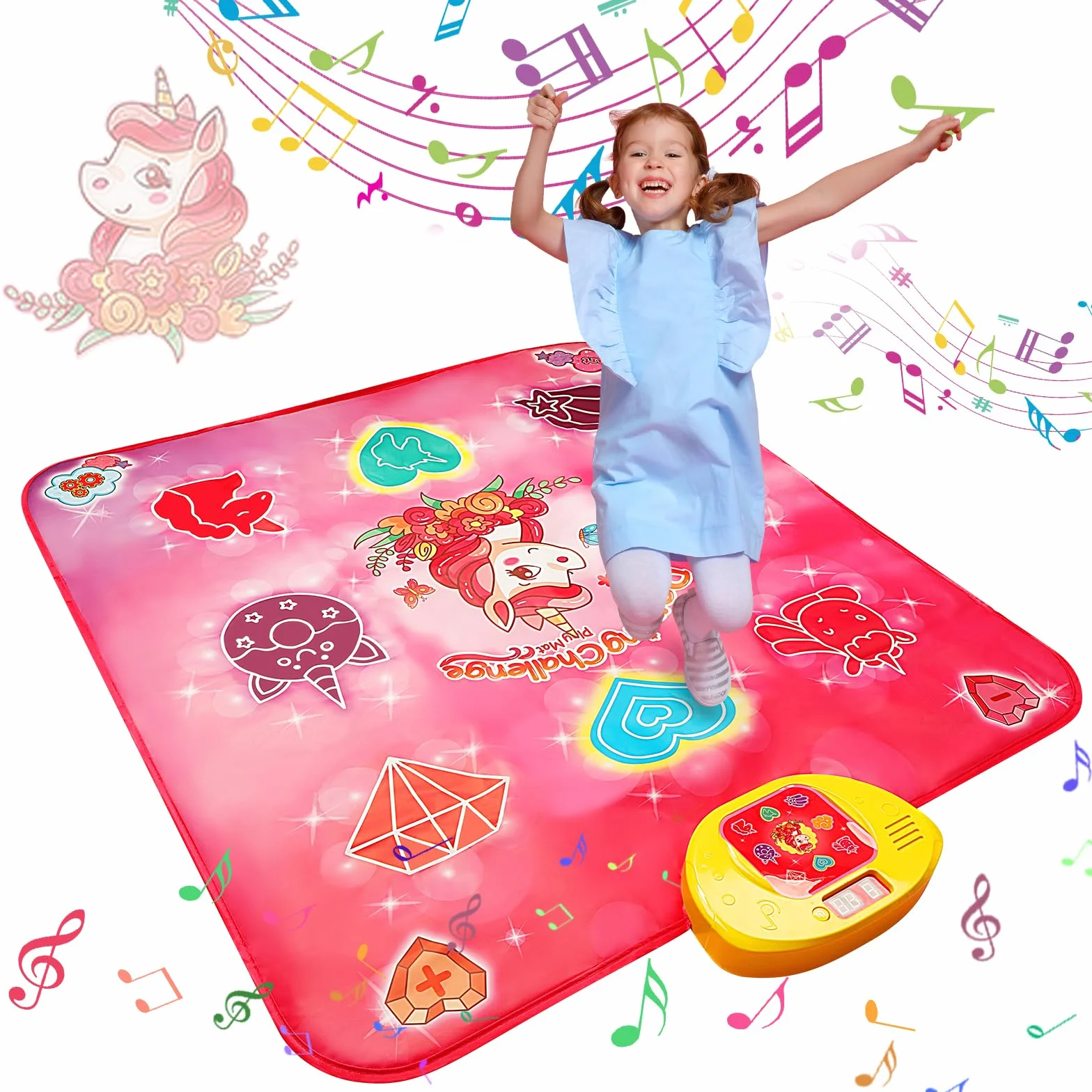 VATOS Tanzmatten Kinder Geschenke für Mädchen Jungen - Musikmatte mit 5 Spielmodi 3 Herausforderungsstufen | LED-Lichter Weihnachten Geburtstags Spielzeug ab 3 4 5 6 7 8 9+ Jahre Mädchen Junge