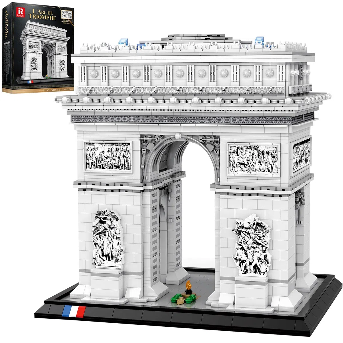 Reobrix Arc de Triomphe Bausatz für Erwachsene 66024, Frankreichs Pariser Wahrzeichens Bauset Set, DIY Konstruktionsspielzeug Sammlerstück & Geschenk für Architektur Enthusiasten（3395 Teile）