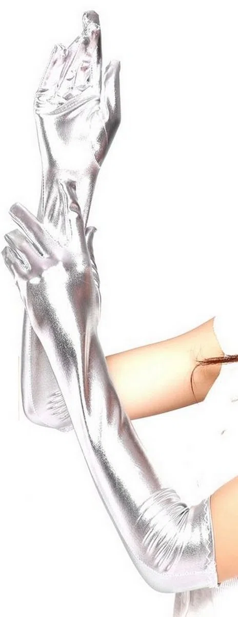 krautwear® Damen Finger Handschuhe Metallic ca. 44 cm Lang Gold Silber