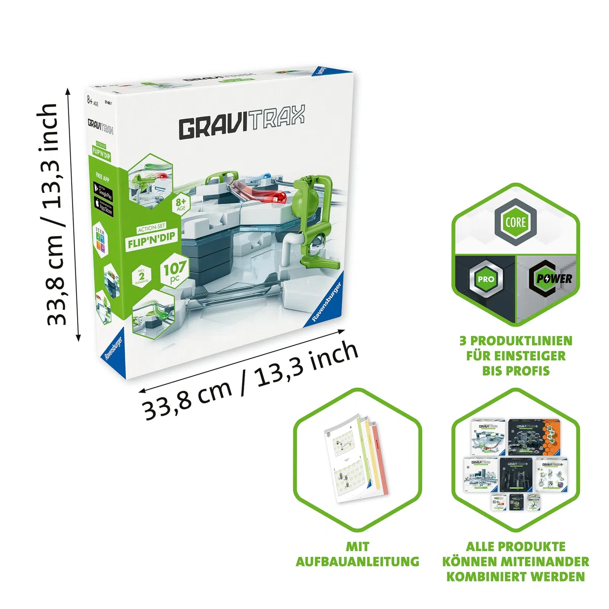 Ravensburger 27485 - GraviTrax Actionset Flip`n`Dip - GraviTrax Starterset - Murmelbahn und Konstruktionsspielzeug ab 8 Jahren, alleine bespielbar