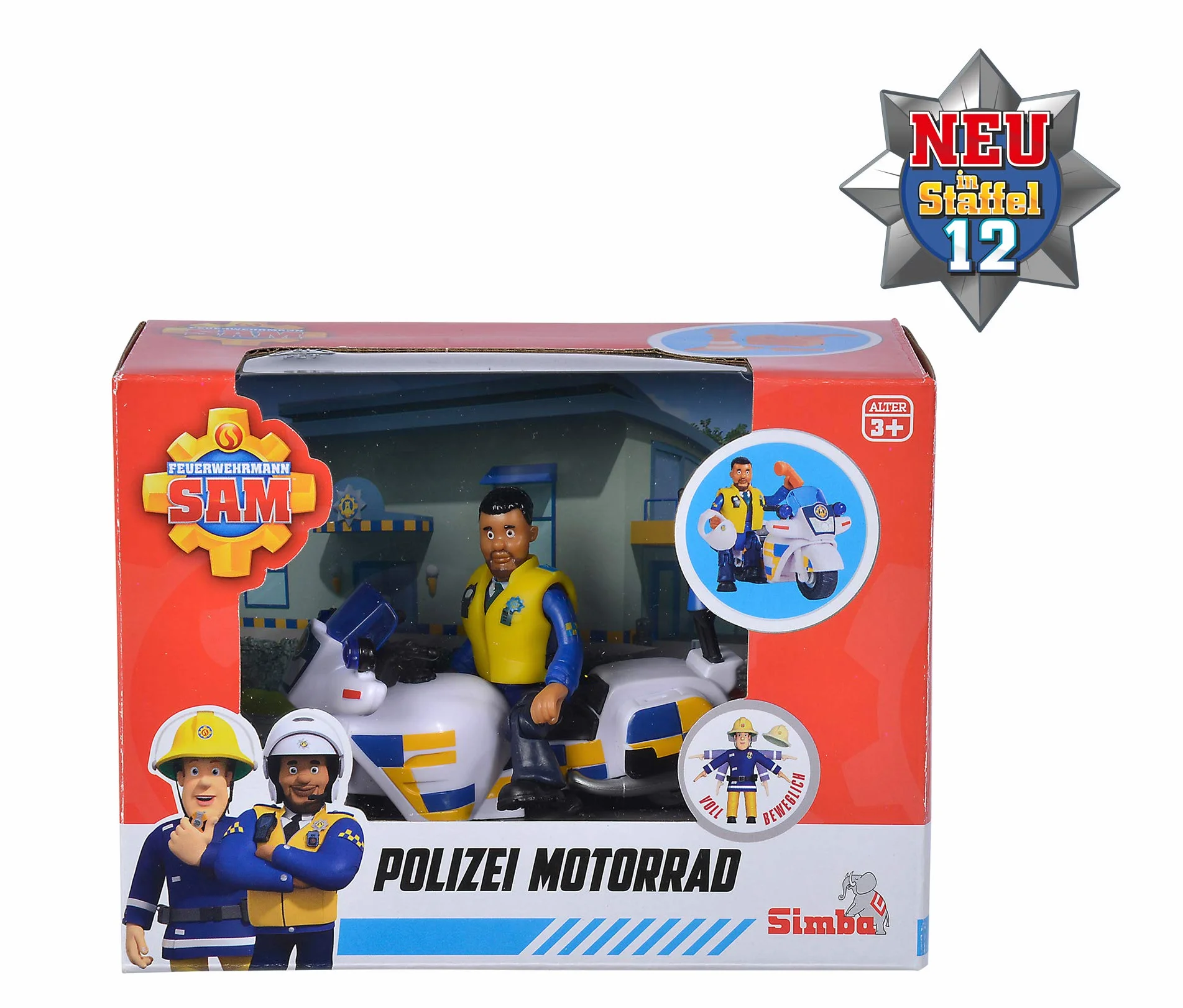 Simba 109251047 - Feuerwehrmann Sam Neptune Boot & 109251092 - Feuerwehrmann Sam Polizei Motorrad, mit Malcolm Figur, mit Zubehör, Staffel 12, ab 3 Jahren