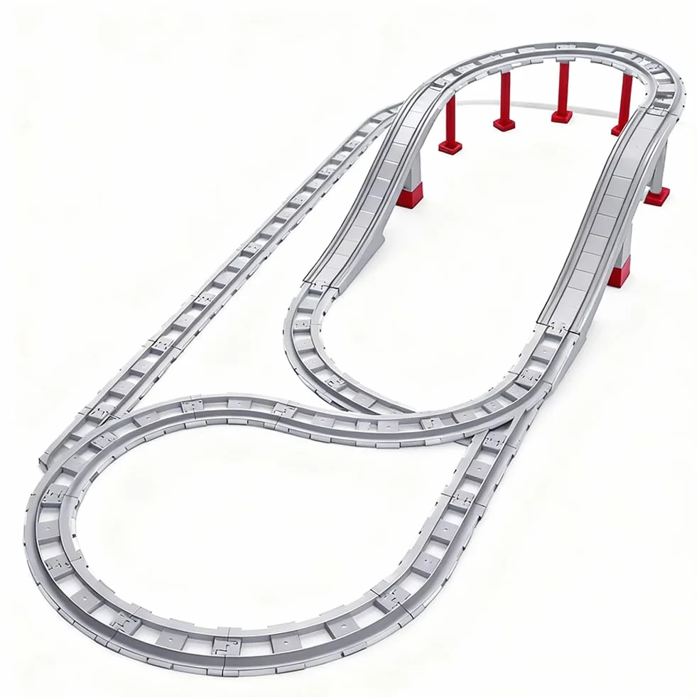 67PCS Bausteine Schienen Set, City Eisenbahn Schienen mit Gerade, Kurven, Cross Track, Kompatibel mit Marktführer, Spielzeug Geschenk für Kinder ab 2 Jahrenl