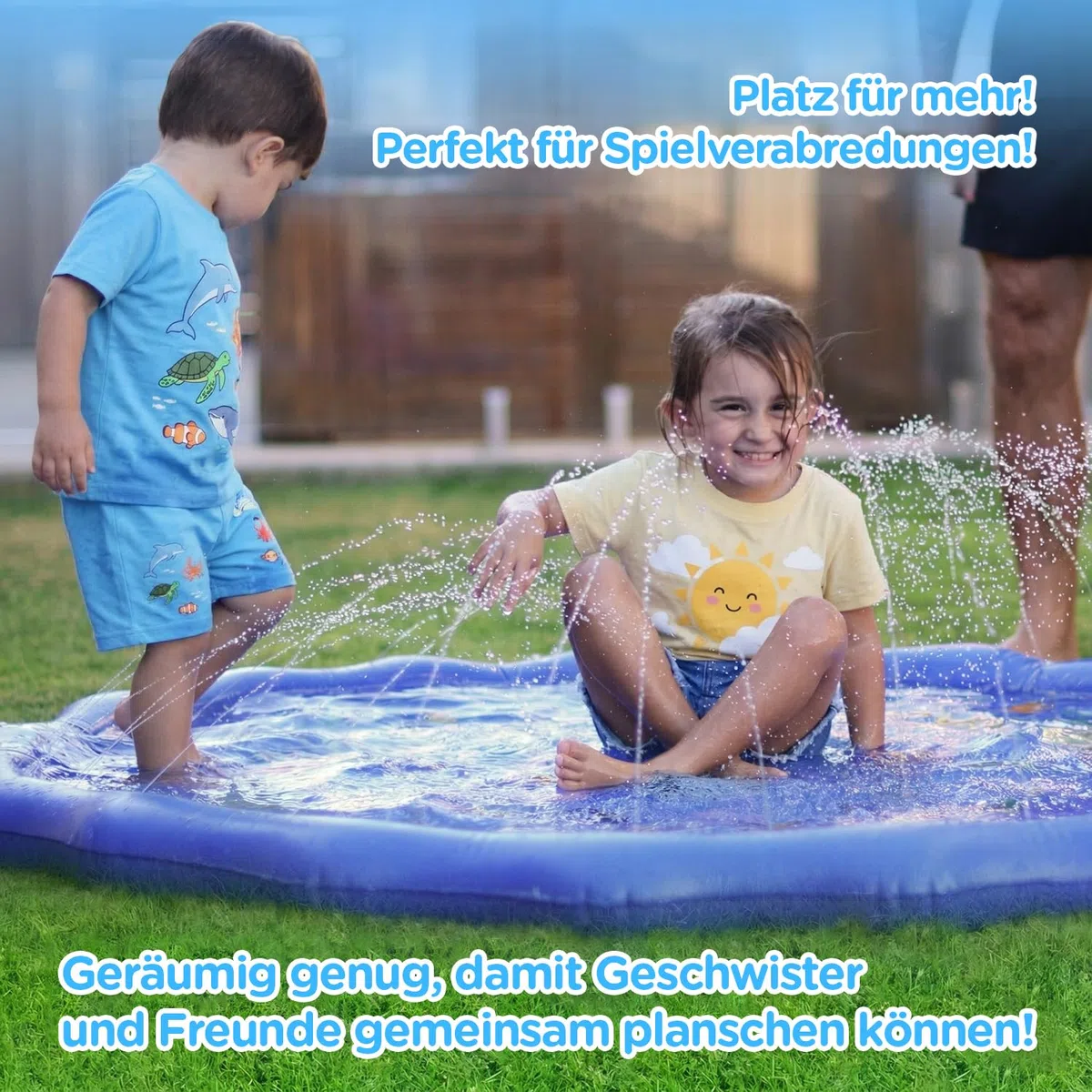KiddoSpace Splash Pad – rutschfeste Wassermatte mit Lerndesigns, ideal für draußen im Sommer, inkl. Lernkarten, BPA-frei, perfekt für Kleinkinder & Kinder.