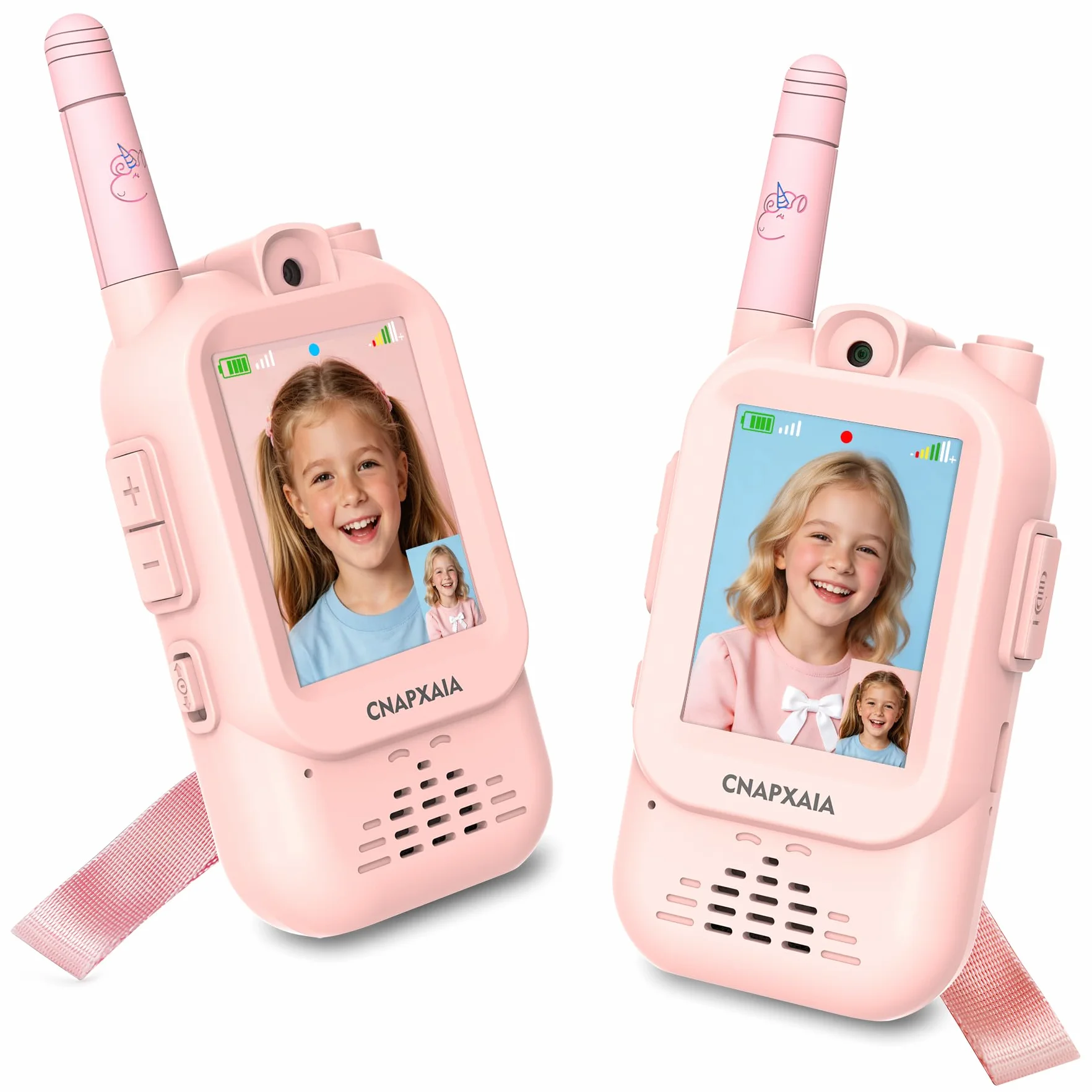 Walkie Talkie Kinder mit Video, Kinder Funkgerät Aufladbar mit Kamera, Selfie & Sprachchat, Geburtstagsgeschenk Weihnachten Geschenk Spielzeug ab 3 4 5 6 8 7 9 10 11 Jahre Mädchen (Rosa/Rosa)