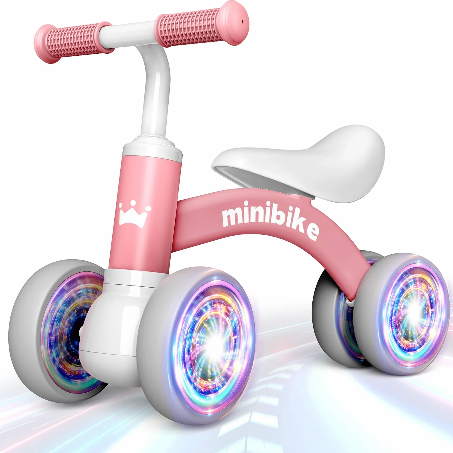 HappyGoLucky Spielzeug ab 1 2 Jahr, Baby Lauflernrad 10-24 Monate mit Vierrädriger Leuchtender Kinderspielzeug Geschenke für Jungen Mädchen Ostergeschenke Kinder