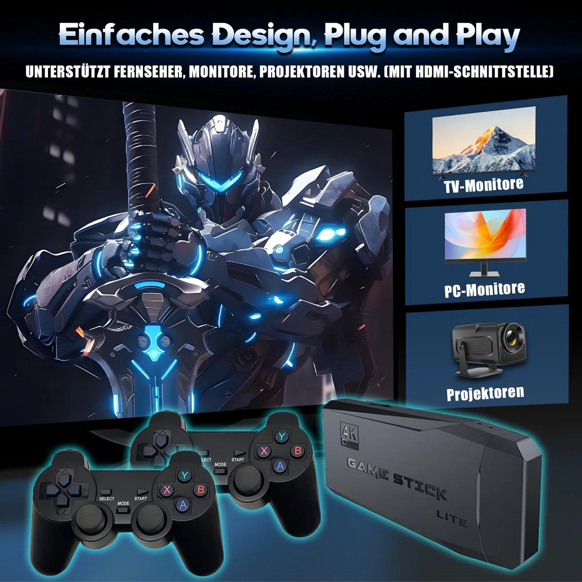 Retro Konsole Spielekonsole 40000 Spiele 4K USB Wireless 18 klassischen Emulatoren, Videospielkonsole Retro TV Spielkonsole HDMI-kompatible Videospiel-Sticks