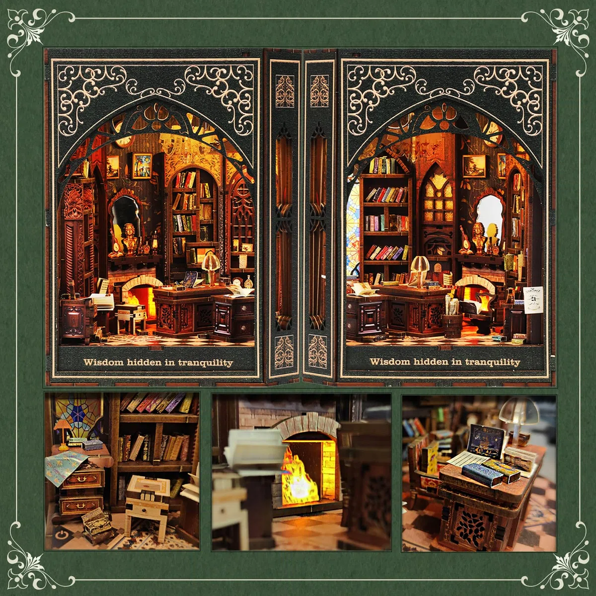 Book Nook Kit mit LED-Lichtern | DIY 3D Puzzle Bücherregal Einsatz | Handgemachte Tiny House Decor für Bastler & Home Decor