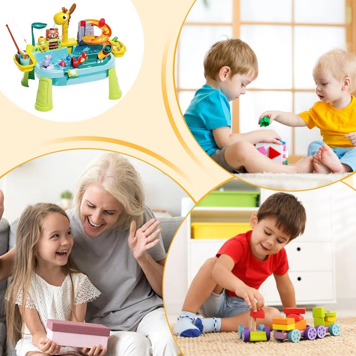 Generisch Kinder Wassertisch - Giraffenwasserhahn Lern-Angelspielzeug,Spielküchenspüle Mit Fließendem Wasser,Für Rollenspiele, Hand-Auge-Koordination, Garten, Hinterhof Und